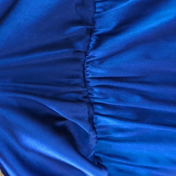Ramy Brook One Shoulder Blouson Satin Silk Dress Blue S party cocktail nye glam - Picture 6 of 10